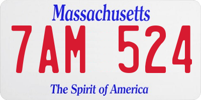 MA license plate 7AM524