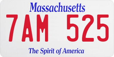 MA license plate 7AM525