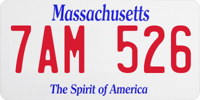 MA license plate 7AM526