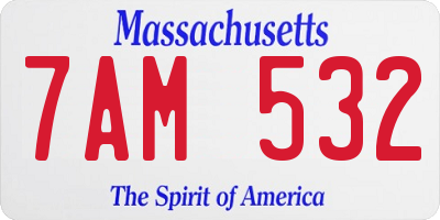 MA license plate 7AM532