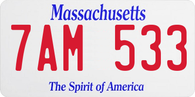 MA license plate 7AM533