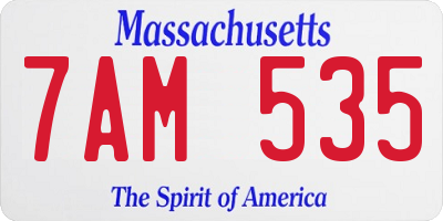 MA license plate 7AM535