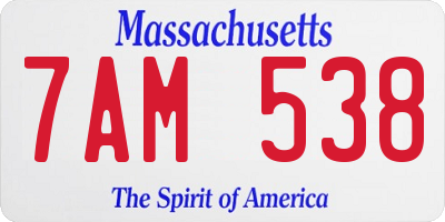 MA license plate 7AM538