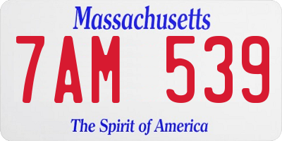 MA license plate 7AM539