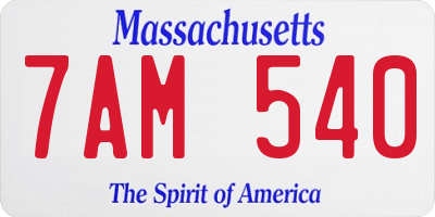 MA license plate 7AM540