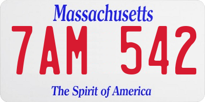 MA license plate 7AM542