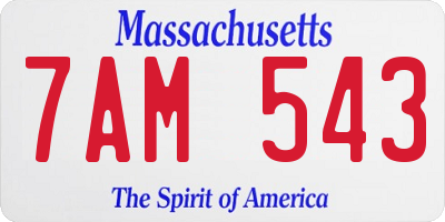 MA license plate 7AM543