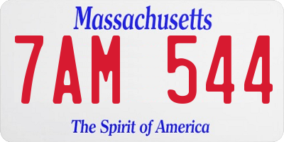 MA license plate 7AM544