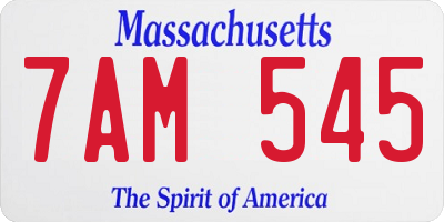 MA license plate 7AM545