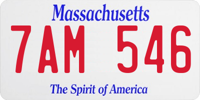 MA license plate 7AM546