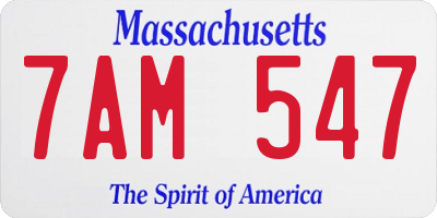 MA license plate 7AM547