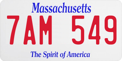 MA license plate 7AM549