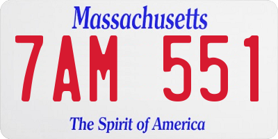 MA license plate 7AM551