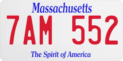 MA license plate 7AM552