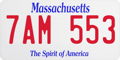 MA license plate 7AM553