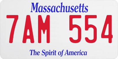 MA license plate 7AM554