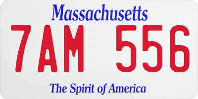 MA license plate 7AM556