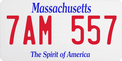 MA license plate 7AM557