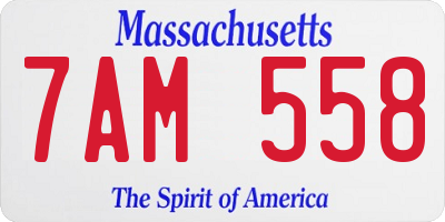 MA license plate 7AM558