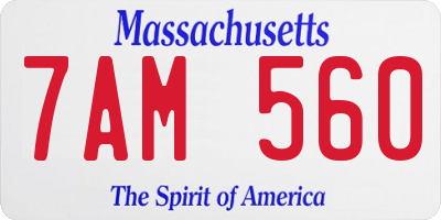 MA license plate 7AM560