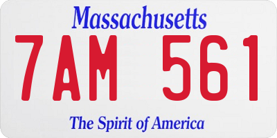MA license plate 7AM561