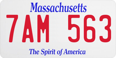MA license plate 7AM563