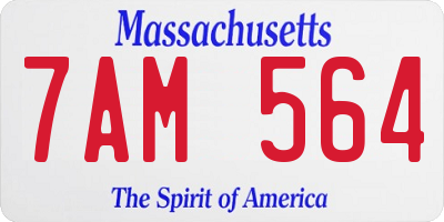 MA license plate 7AM564