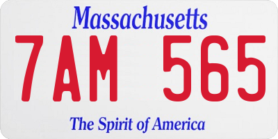 MA license plate 7AM565