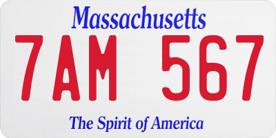 MA license plate 7AM567
