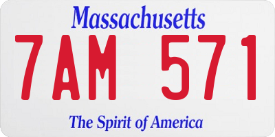 MA license plate 7AM571