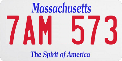 MA license plate 7AM573