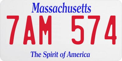 MA license plate 7AM574