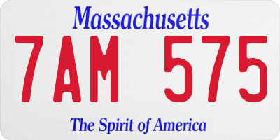 MA license plate 7AM575