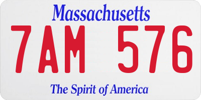 MA license plate 7AM576