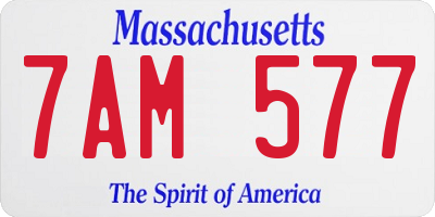 MA license plate 7AM577