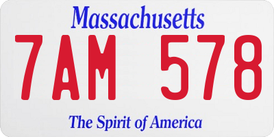 MA license plate 7AM578