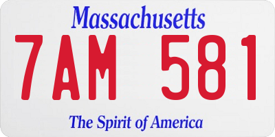 MA license plate 7AM581