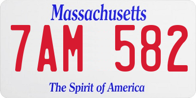 MA license plate 7AM582