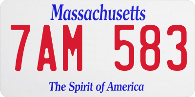 MA license plate 7AM583