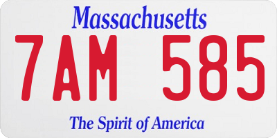 MA license plate 7AM585
