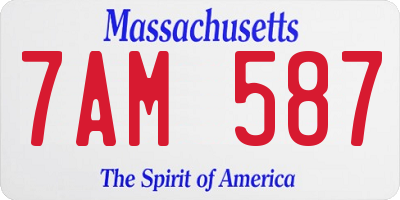 MA license plate 7AM587