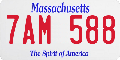 MA license plate 7AM588