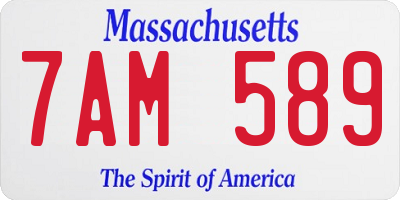 MA license plate 7AM589