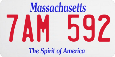 MA license plate 7AM592