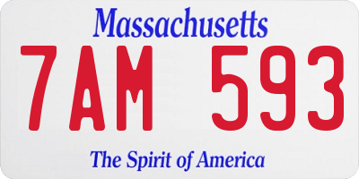 MA license plate 7AM593