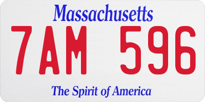 MA license plate 7AM596