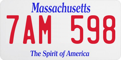 MA license plate 7AM598