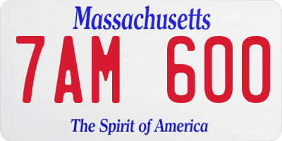 MA license plate 7AM600
