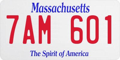 MA license plate 7AM601