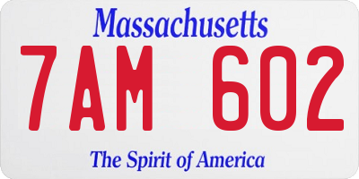 MA license plate 7AM602